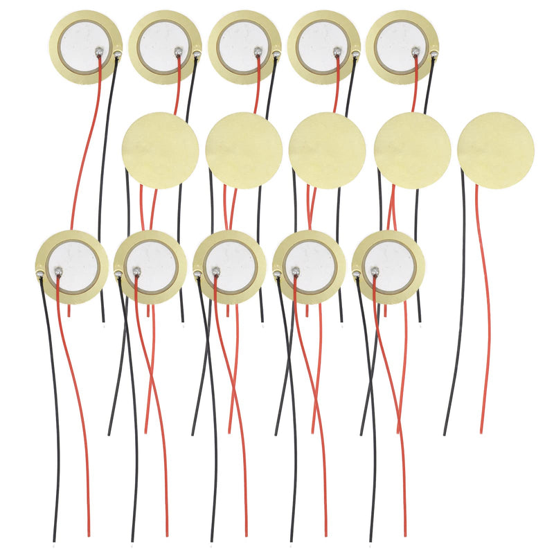 Pack of 15 Piezo Disc, 27mm Piezo Discs Transducer with 3.94inch Leads, Acoustic Contact Microphone Piezo Pickup, Piezo Elements for Drum Triggers Microphone Trigger Element CBG Guitar