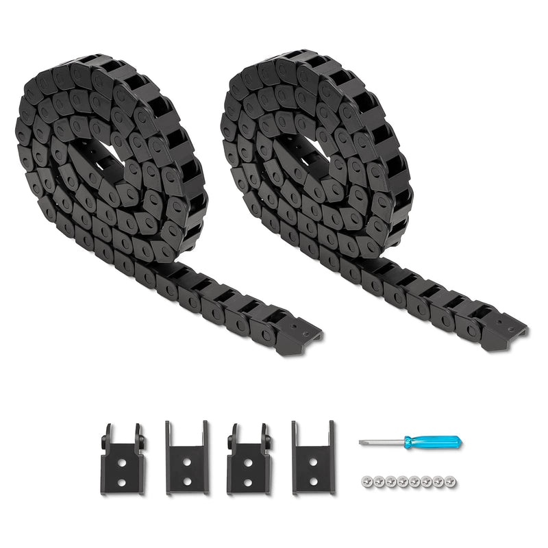 2pcs 39.4 inch Drag Chain Cable Carrier Open Type R18 Wire Cable Chain for CNC Router Mill and 3D Printer,Extra 2 Pair End Connectors,1pc Screwdriver,8 Screws(10x10 Closed) 10x10 Closed (2pcs)