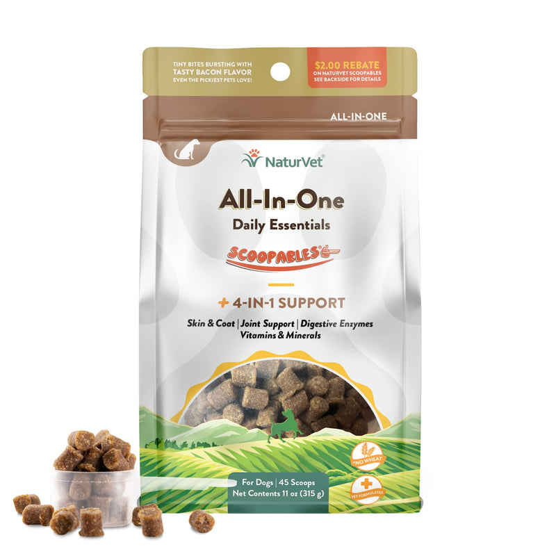 NaturVet Scoopables All-in-One Multivitamin for Dogs - Dog Vitamins and Supplements for Joint Support, Digestion, Skin & Coat Care & Immune - Hickory Smoked Bacon Flavor Vitamin Supplement | 11oz Bag - PawsPlanet Australia