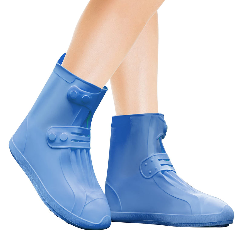 Rain Shoe Covers | Waterproof Shoe Covers for Men Women | Reusable Galoshes Overshoes (Blue, 40-42) Blue