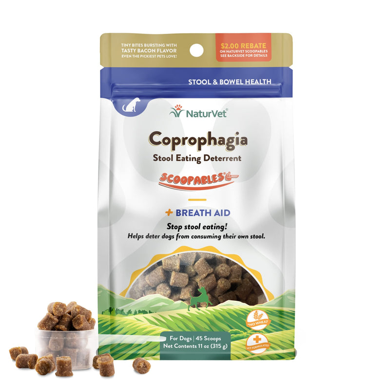 NaturVet Scoopables Coprophagia for Dogs - No Poop Eating for Dogs - Stool Eating Deterrent Supplement with Probiotic & Digestive Enzymes - Hickory Smoked Bacon Flavored | 11oz Bag - PawsPlanet Australia