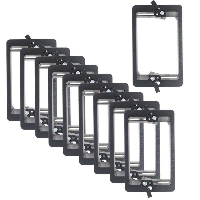 Single 1 Gang Low Voltage Mounting Bracket Box Multi-Purpose Drywall Wall Plate (2 Pack, Black) 2 1-Gang (Black)