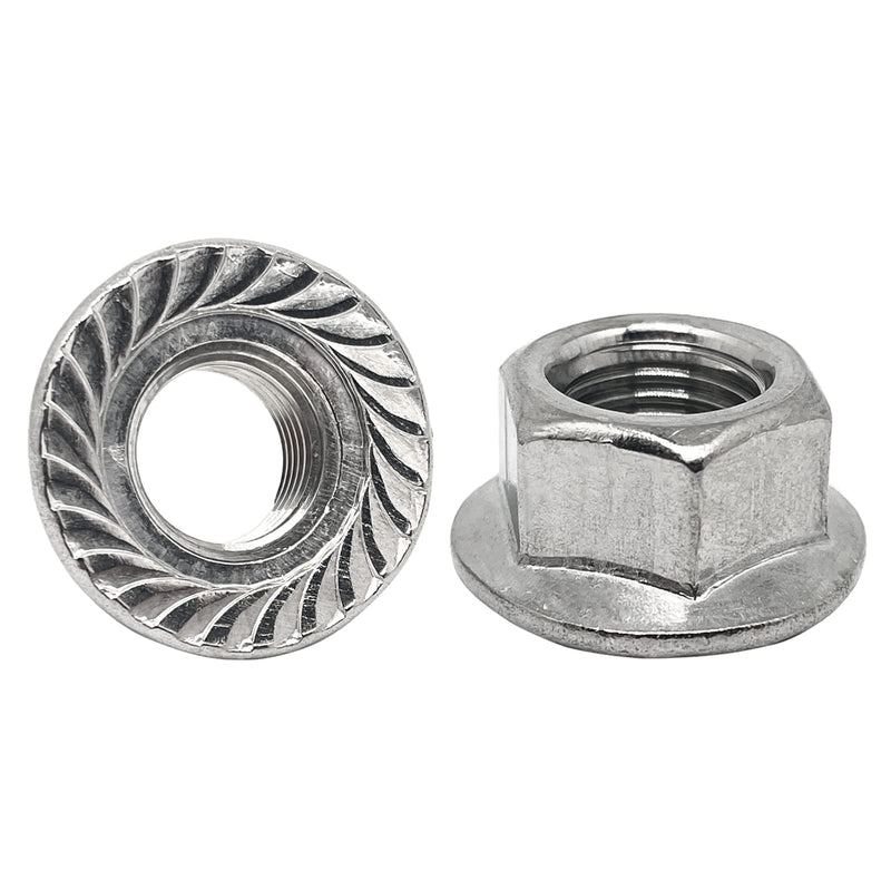 M14-1.5mm Thread Pitch 304 Stainless Steel Flange Nut Hex Lock Nuts,Fine Tooth(4pcs) M14-1.5mm
