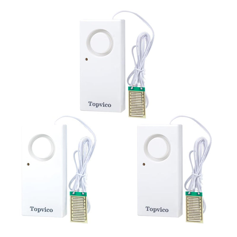 Topvico Water Alarms for Basements, Heater Leak Detector, Sump Pump Overflow RV Moisture Flood Sensor, 120dB Work Alone Battery Operated 3 Packs 3 Sensor