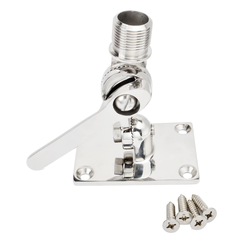 UAYESOK Marine VHF Antenna Mounts, Heavy Duty Adjustable Boat Stainless Steel Base Ratchet Fixed Mount