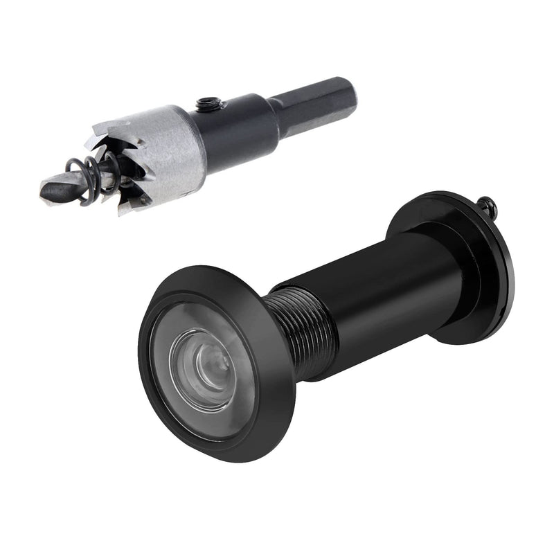 Door Viewer Peephole, 220-degree Peephole for Front Door with 16 mm/0.63 inch Drill Bit for 1-1/2" to 2-3/8" Doors (Black) Black