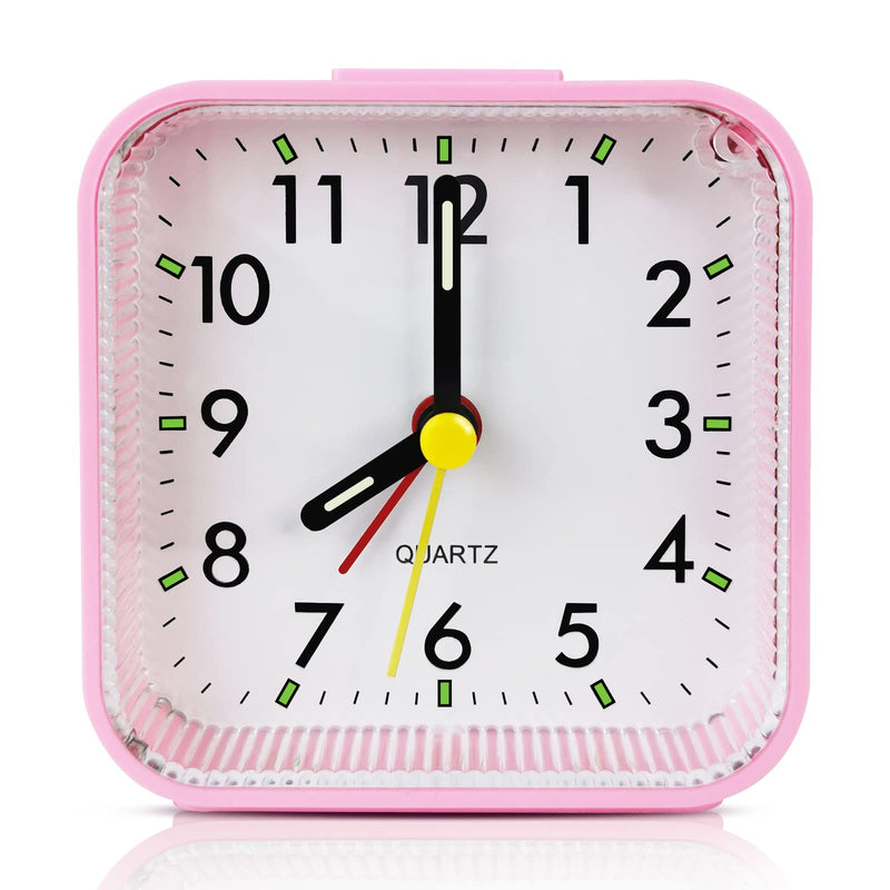 Lamisola Small Battery Operated Analog Alarm Clock, Travel Clock,Slient Bedside Clocks for Bedrooms Bathroom Shelf Desk,Pink Pink - NewNest Australia