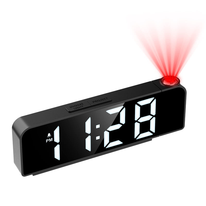 JXTZ Projection Alarm Clock, Alarm Clocks with Projection on Ceiling with 7.9" Large Display, LED Digital Clock with 4 Level Brightness, Snooze, Night Mode, Temperature, Clock for Bedroom Living Room - NewNest Australia