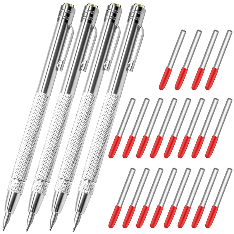 4 Pcs Tungsten Carbide Etching Tool with 20 Replacement Tips, Aluminium Carbide Engraving Pen With Clip, Metal Engraving Tool for Glass Ceramics and Hardened Steel Sheet 4pcs