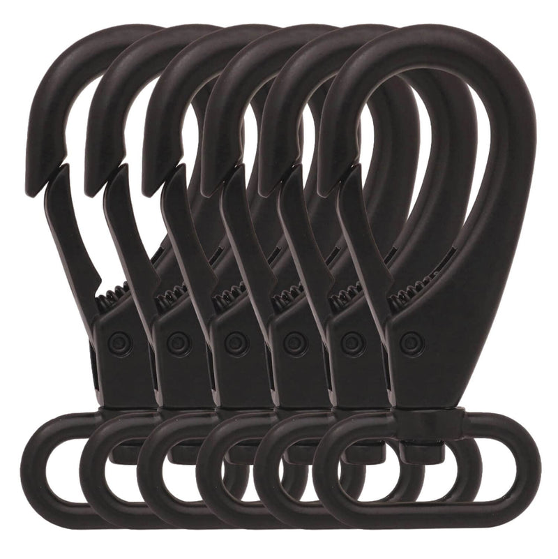 BIKICOCO 1'' Swivel Bolt Snap Hook Lobster Claw Clasp Trigger Spring Loaded Clip, Oval-Ring Ended, Black - Pack of 6 1 inch Black x 6 Pcs