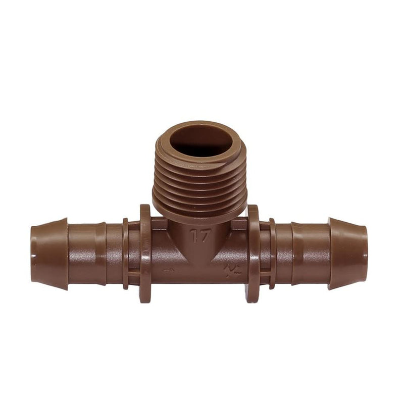 Rainbird XFFTMA050 Drip Irrigation Tee Adapter - (2 Pack) - 1/2" MPT x 17mm Barbed Connector for XF Series Tubing