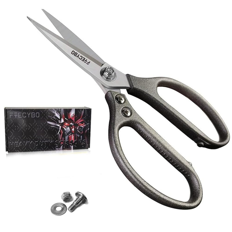 Heavy Duty Scissors 8.5'', All Purpose, Leather Scissors, Reinforced Stainless Steel Blades with Metal Handles for Home, Office, Easy Cutting Cardboard, Fabric, Carpet, Leather, etc 8.4-inch