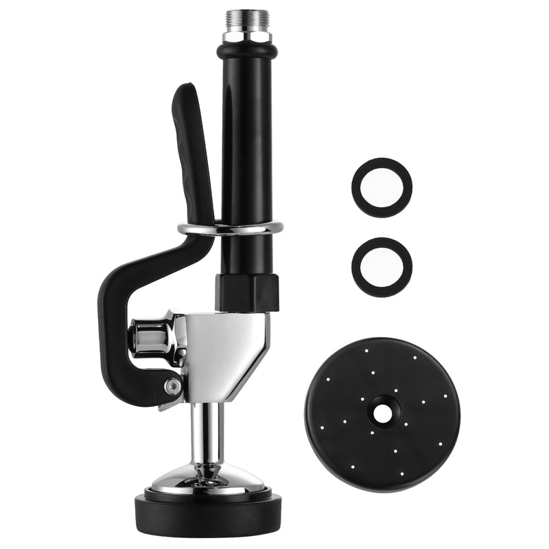 Commercial Sink Sprayer Head: 7/8"-20UNEF Black Pre Rinse Sprayer - 3.85 GPM High Pressure Pull Down Spray Head - Handheld Dish Sprayer Nozzle for Commercial Kitchen Faucet (Chrome Finished)