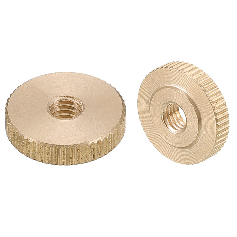 uxcell Knurled Thumb Nuts, 2pcs M5 x D16mm x H4mm Brass Knurled Nut Flat Head Through Hole Lock Adjusting Nuts for 3D Printer Parts M5 x 16mm x 4mm 2