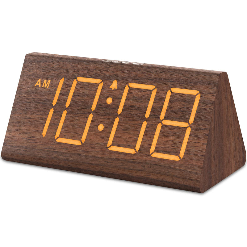 DreamSky Wooden Digital Alarm Clocks for Bedrooms - Electric Desk Clock with Large Numbers, USB Port, Battery Backup Alarm, Adjustable Volume, Dimmer, Snooze, DST, 12/24H, Wood Décor - NewNest Australia