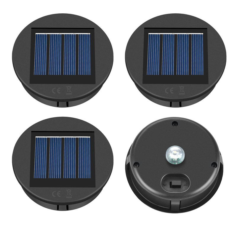 ELUTENG Solar Light Replacement Top 4 Pack (Top Size 3.15 inch, Bottom Size 2.76 inch) LED Solar Lantern Light Lids Outdoor Waterproof Replacement Solar Light Tops Warm White LED 3.15inch - NewNest Australia