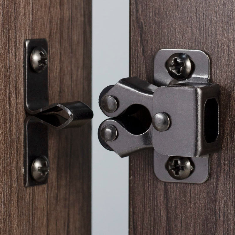 4 PCS Cabinet Latch Double Roller Catch Hardware for Cupboard Closet Kitchen Cabinet Door Latches and Catches, Black Nickel 4 BlackNickel