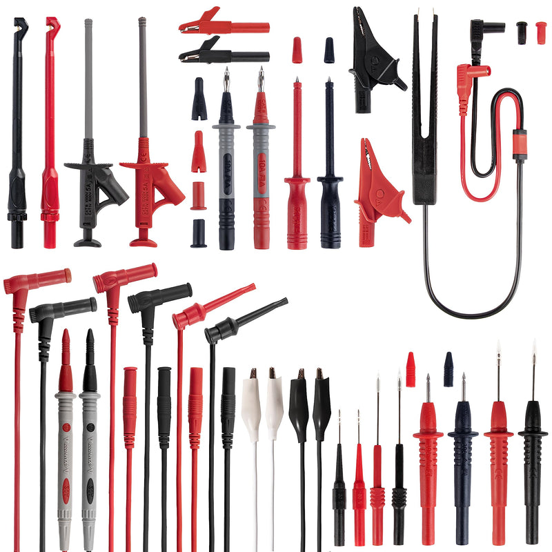 PowerBear 29PCS Multimeter Test Leads Kit with Replaceable Wire Piercing Test Probes, Alligator Clips, Test Hook Clips, Test Tweezer for Digital Clamp Meter Multimeter ML-29PC