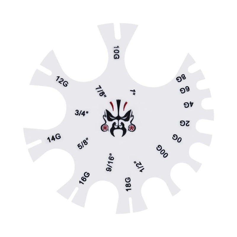 COOEAR Acrylic Piercing Gauge Measurement Wheel 18G-1 Inch. rule