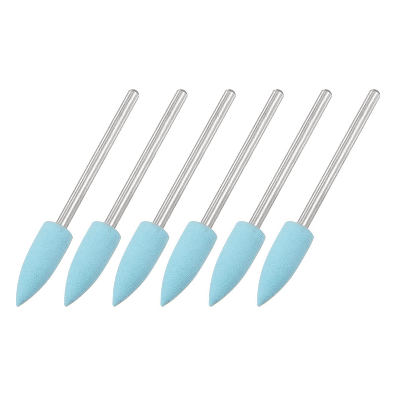uxcell 6pcs 600 Grits Abrasive Mounted Stone 2.35mm Shank 1/4"(6mm) Dia Pointed Point Heads Stone Grinding and Polishing Wheels for Nail Polishing Light Blue 6 - NewNest Australia