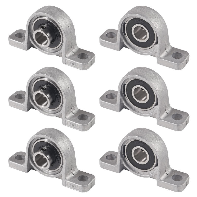 6PCS KP000 (KP10) 10mm Pillow Block Bearings Mounted Flange Self Aligning 10mm Bore Zinc Aluminum Alloy Support for Diameter 0.39"/10mm Linear Shaft Rod