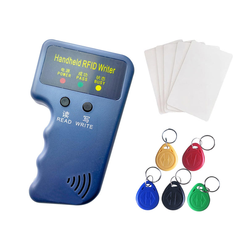 Handheld 125khz Copier RFID Smart ID Card Duplicator Used for T5577 or EM4305+5pcs NO.2T5577 Keychains +5 T5577 Cards