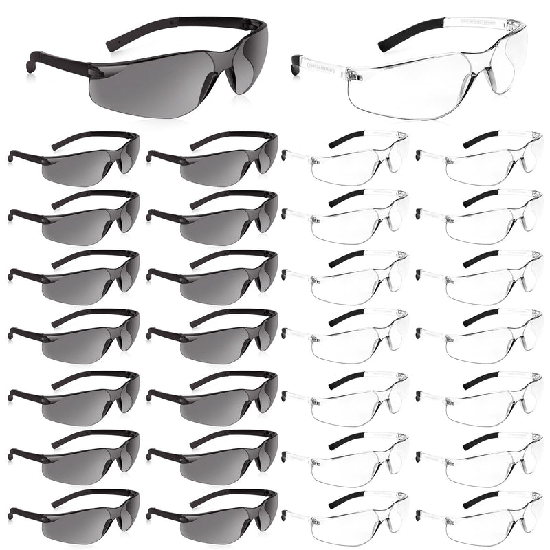 30 Pack Safety Glasses ANSI Z87.1 Scratch Resistant Eyewear for Women Man Lab Goggles Eye Protection 118- 15clear+15grey 1