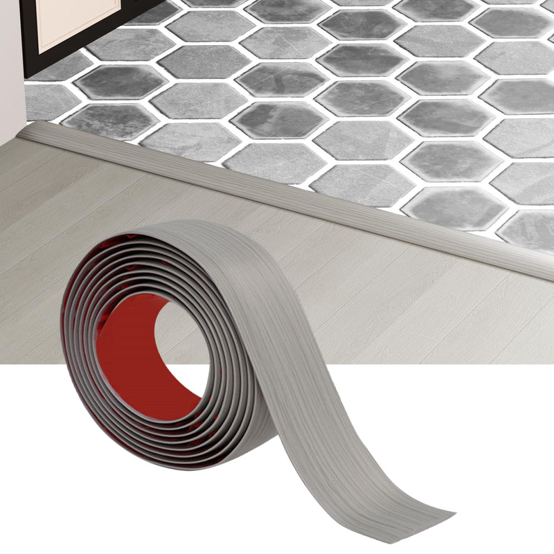 4 Ft x 2" Floor Transition Strip Doorways, Vinyl Adhesive Laminate Flat Divider Flooring for Joining Floor Gaps, Carpet, Threshold Cover, Floor Tiles (Beige Grey) 2in*4ft Beige Grey