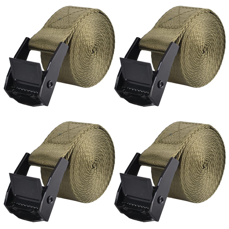 TRIWONDER Cinch Tie Down Strap Lashing Straps Heavy Duty Nylon Straps with Cam Buckles for Cargo, Trucks, Boat, Motorcycle,SUP, Kayak, Canoe, Trailer (1m, Green - 4 Pack) 01# Green - 4 Packs 3.3 FT