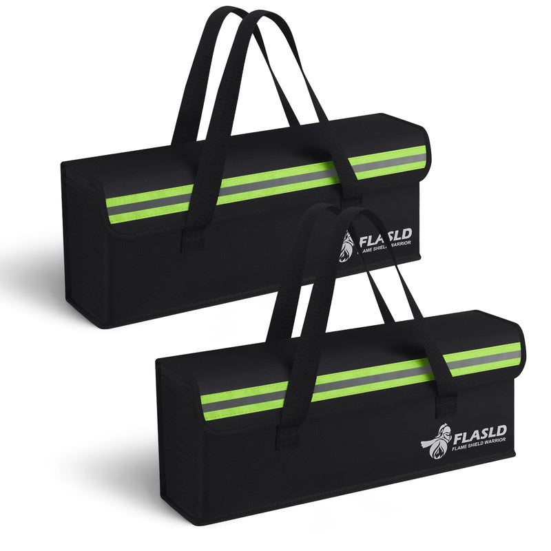 FLASLD 2-Pack E-Bike Battery Bag Fireproof Safe Charging Bag Explosionproof Lipo Battery Bag Large Capatity for Storage Charging (16 x 4.3 x 5in) 16 x 4.3 x 5inch - 2 Pack