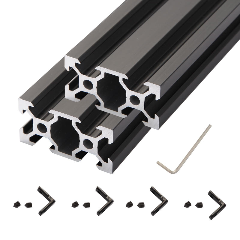 2pcs 350mm V Slot 2040 Aluminum Extrusion European Standard Anodized Black Linear Rail for 3D Printer Parts and CNC DIY (13.8inch) 2PCS 2040V
