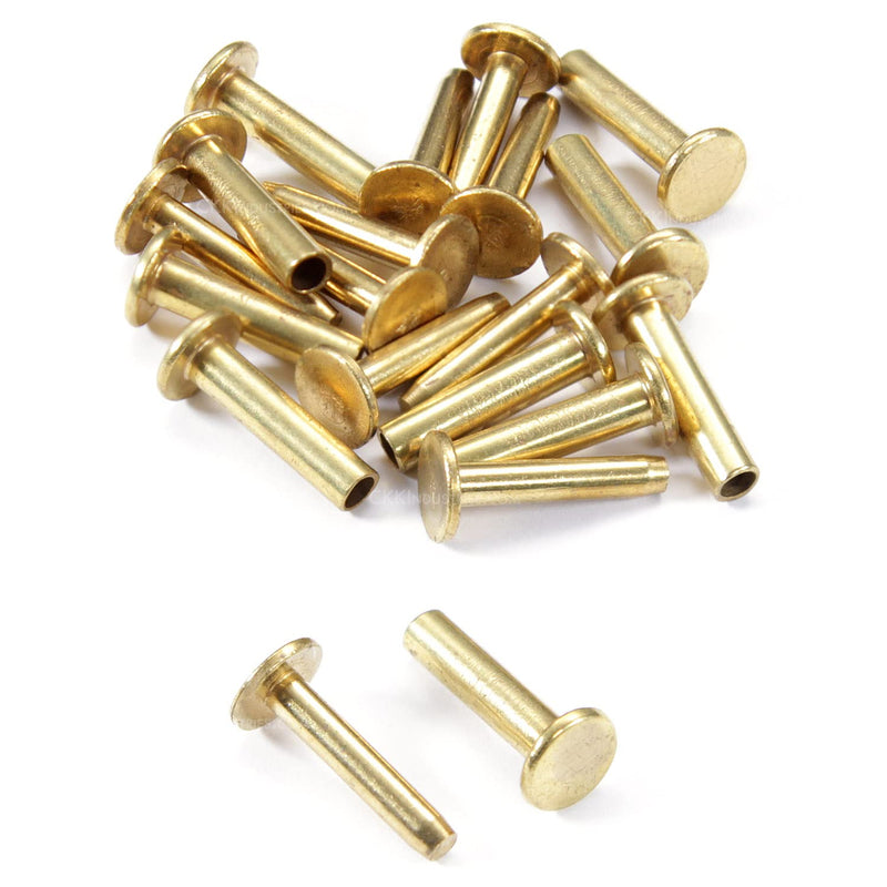 Cutlery Rivets (10 Pack) for DIY Handles & Knife Handle Repair - USA Size (0.312 x 0.155 x 0.750 Inch) - (Brass) - 2-Piece Rivet Knife Handle Fasteners (Cutlery Rivet)(0.312 x 0.155 x 0.750 Inch) (10PCS)(Brass)