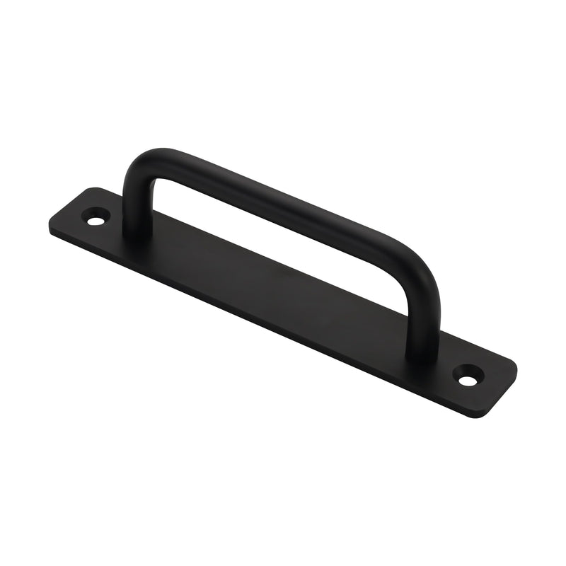 Alzassbg 6 Pack Matt Black Cabinet Pulls, 5 Inch(128mm) Hole Centers Cabinet Handles with Base Plate Kitchen Hardware for Cabinets and Drawers AL3048MB Thin