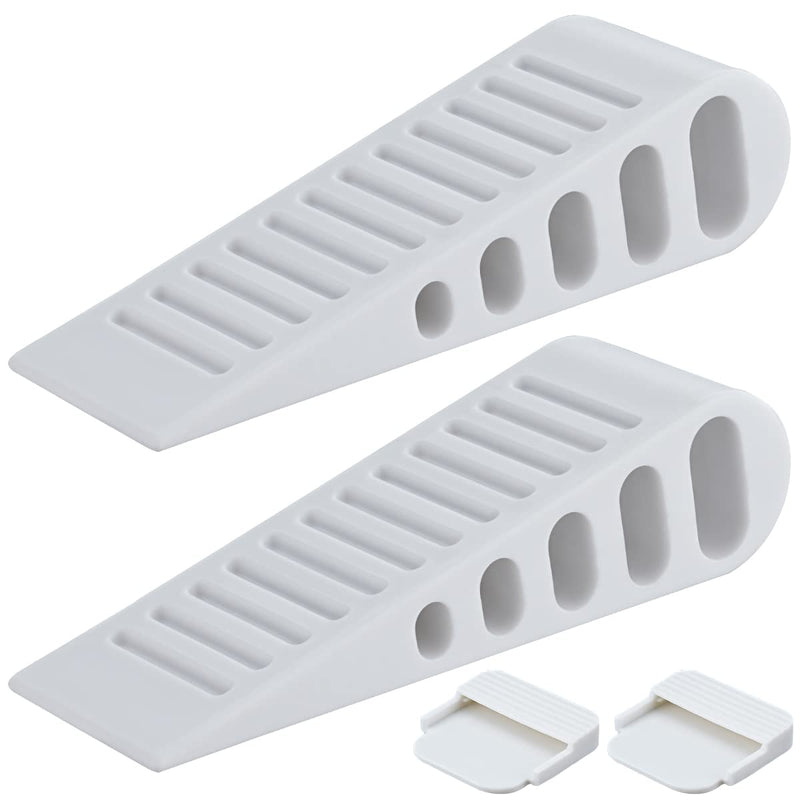 JQK Rubber Door Stopper Wedge, White 2 Pack Soft TPR Premium Door Stops for Bottom of Heavy Duty Door on Tile, Concrete, Carpet, Wooden Floor, DSB61-WH-P2 - NewNest Australia