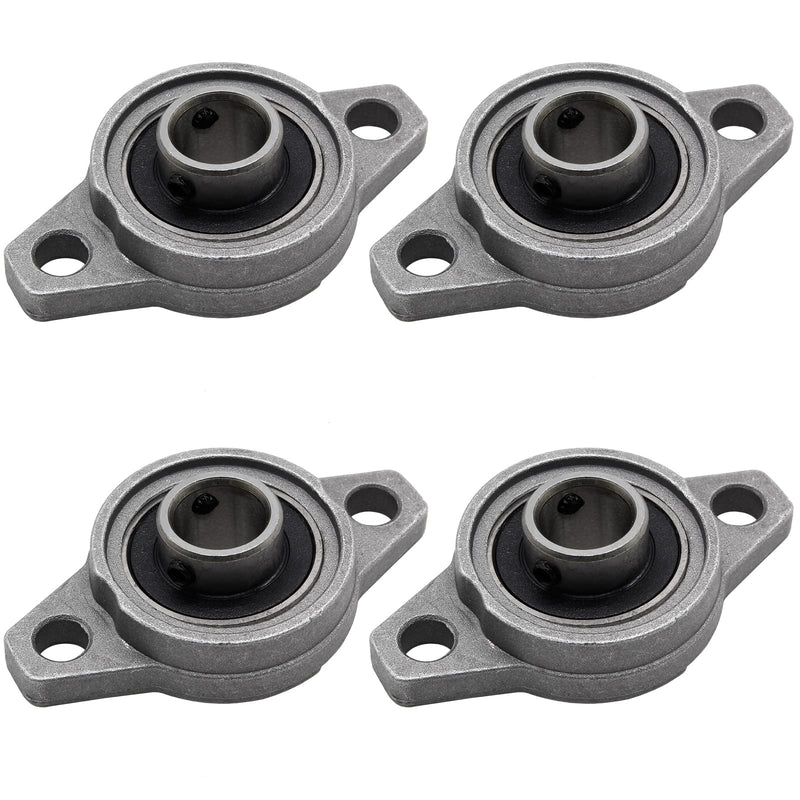 Zorfeter 4Pcs Pillow Block Bearing - 10mm/0.39Inch ID Zinc Alloy Flange Mounted Self-Alignment Bearing KFL000