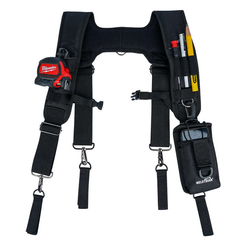 MELOTOUGH Tool Belt Suspenders Construction Bag Suspenders Padded Work belt Suspenders for Carpenter/Electrician/Roofing/Farmer work Suspension Rig(H Back) H Back Support Tool Belt Suspenders