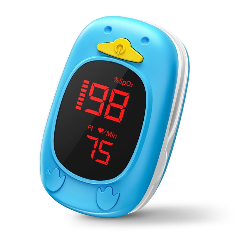 Pulse Oximeter for Kids Oxygen Monitor Children Pulse Oximeter for Baby Oxygen Monitor Kids Pulse Oximeter Fingertip, Large Display, Included with AAA Battery Blue