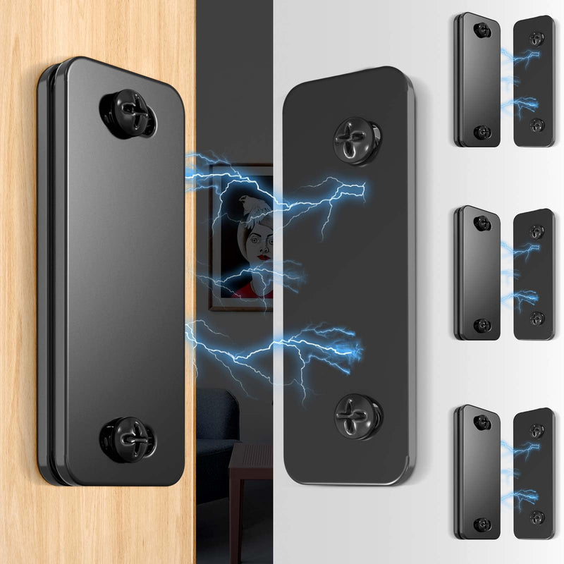 Magnetic Door Catch 4 Pack, Ultra Thin Cabinet Magnets Adhesive for Kitchen Cupboard Wardrobe Closet Cabinet Door Drawer Latch, Utility Magnetic Cabinet Latch No-Gap Design (Black 4PCS) Black 4PCS - NewNest Australia