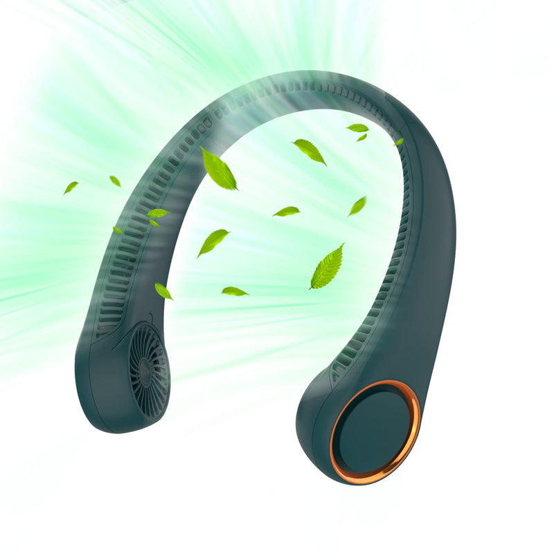 Portable Neck Fan, Hands Free Bladeless Fan, 360° Cooling Personal Fan,Wearable Quiet Fan for Outdoor Indoor, Gifts for Men Women, 4000mAh Battery Operated, USB Rechargeable, 3-Speeds (Dark Green) Dark Green