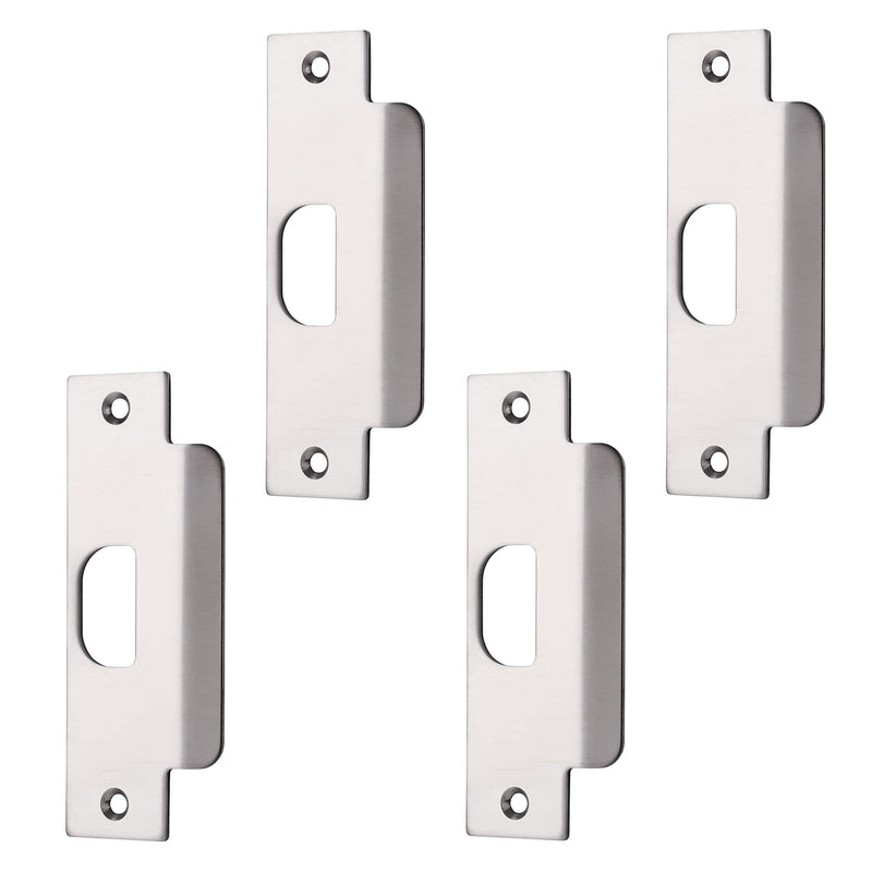 BRINKS Commercial - 4-Pack Replacement Door ASA Strike Plate, Satin Chrome Finish - Reinforce Security on Your Doors