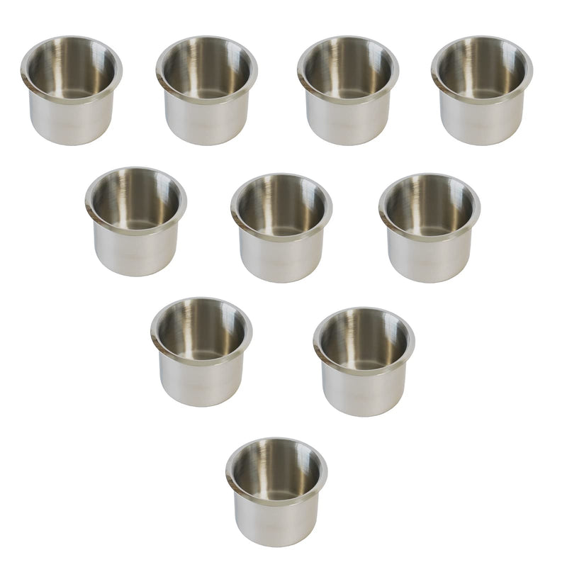 SEETOOOGAMES Drop-in Cup Holder Insert - 10 Pack Stainless Steel Poker Table Drink Holder Replacement for Casino Game Desk, Couch, Car, Boat, Sofa, Benches, Truck 10pcs small
