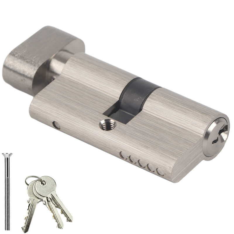 Lock Cylinder Single Open Lock Solid Copper Lock Cylinder, Anti Theft Cylinder with 3 Keys, Bedroom Bathroom Kit for Wooden Aluminum Doors Proof Lock (L=60mm (30/30))
