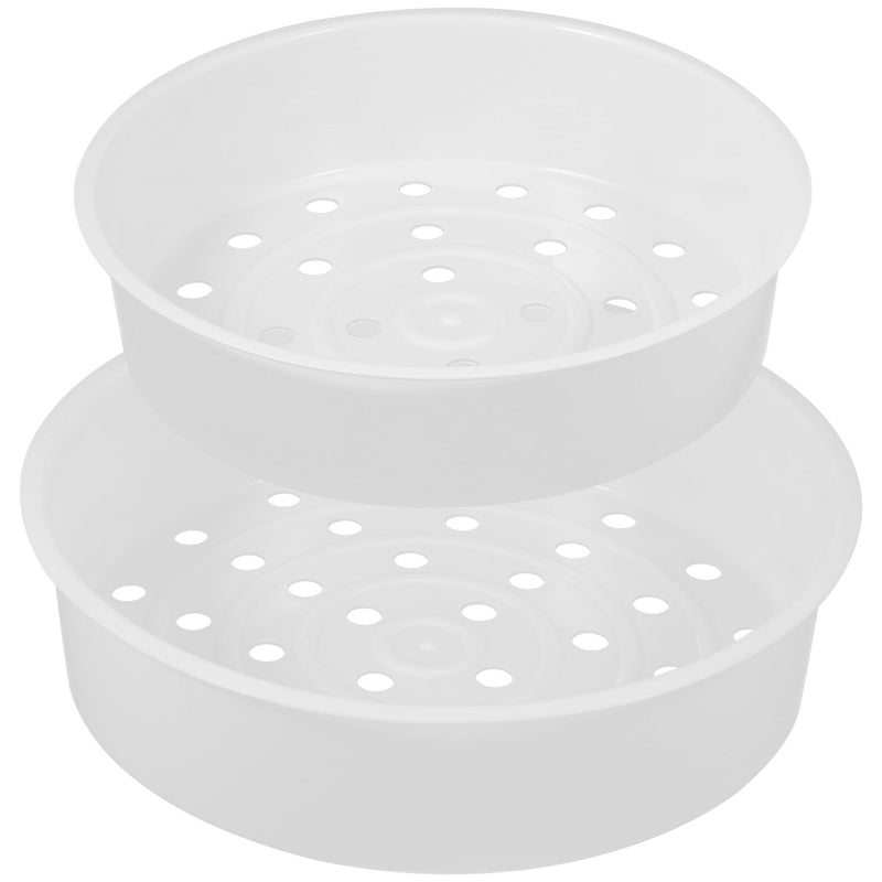 2pcs Plastic Steamer Basket for Rice Cooker: Stackable Round Steaming Tray Insert for Vegetables, Seafood, Eggs, and Desserts, Fits 3L & 5L Cookers, Kitchen Cookware Supplies