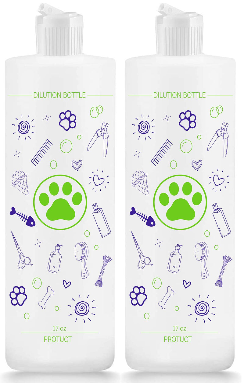 2 Pack Pet Shampoo Dilution Bottles, Specialties Mixing Bottle for Concentrated Dog Shampoo, Mixing Bottle for Dog Grooming Shampoo and Conditioner Grooms (2) 2 - PawsPlanet Australia