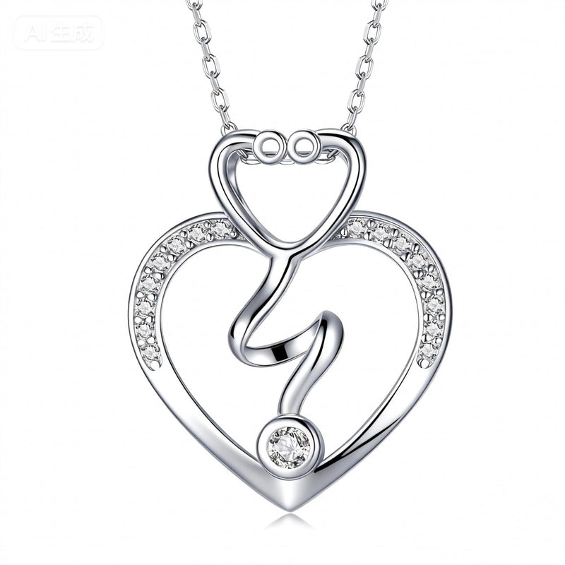 Nurse Gifts Stethoscope Necklace for Women 925 Sterling Silver Stethoscope Pendant Necklaces Nurse Jewelry Gifts for Women