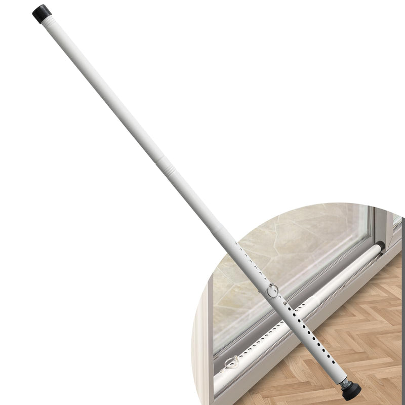 DIIG Sliding Door Security Bar，17.7-50.5inch Adjustable Locking Window Safety Bar with Rubber Tips,Diameter 1inch Window Security Bar for Home Apartment （White） 1 White