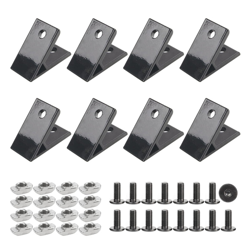 8Pcs 45 Degree Angle 4040 Aluminum Profile Corner Bracket Joint Braces Connectors with Screws T-Nuts Black