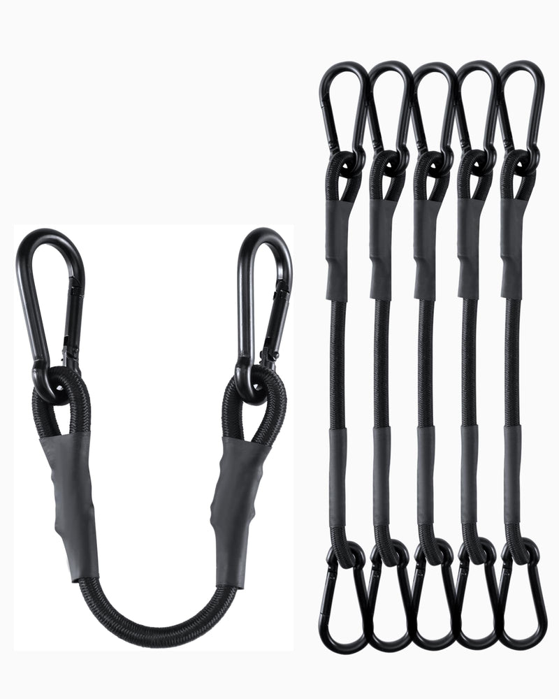 8 Pcs 12 Inch Heavy Duty Carabiner Bungee Cord Outdoor with 190 Lbs Max Break Strength, Black Bungee Straps with Upgraded Carabiner Hooks for Luggage Rack, Cargo, Hand Carts, Bike, Camping, etc 12''