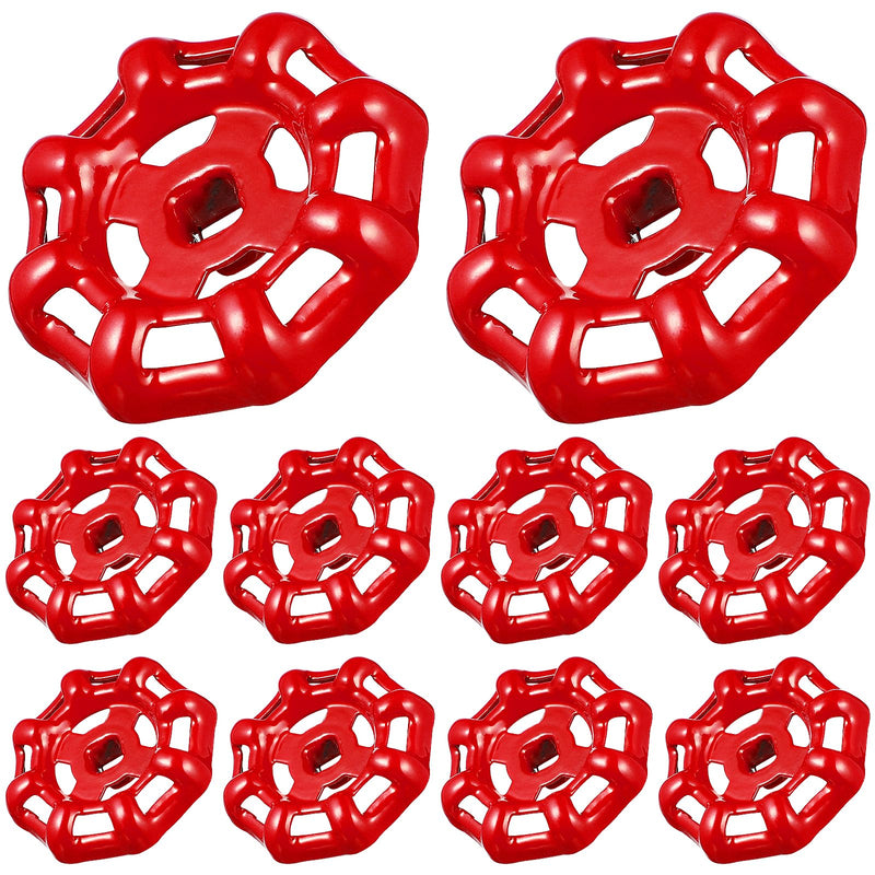 ULTECHNOVO Spigot Handles, 10pcs Metal Outside Faucet Round Wheel Handle Square Broach Cast Iron Faucet Hose Bibb Wheel Handle Valve Replacement Shutoff Handles Valve