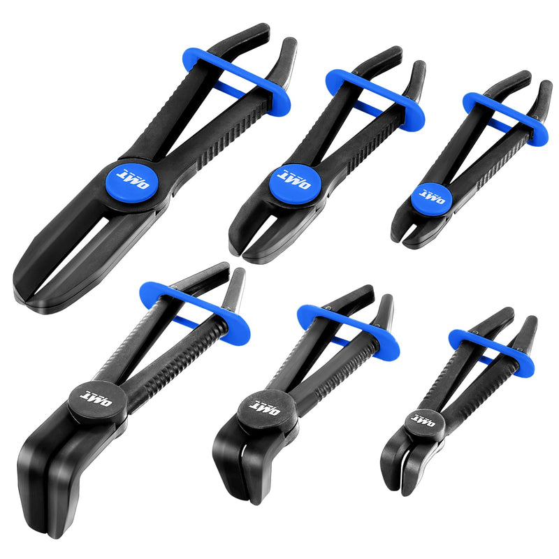 Orion Motor Tech Hose Pinch Off Pliers, 6 Piece Long Reach Hose Pinch Off Pliers Set for Flexible Hoses Brake Fuel Coolant Hoses Maintenance, Hose Pinch Pliers with Straight and 90° Pliers Straight and Angled